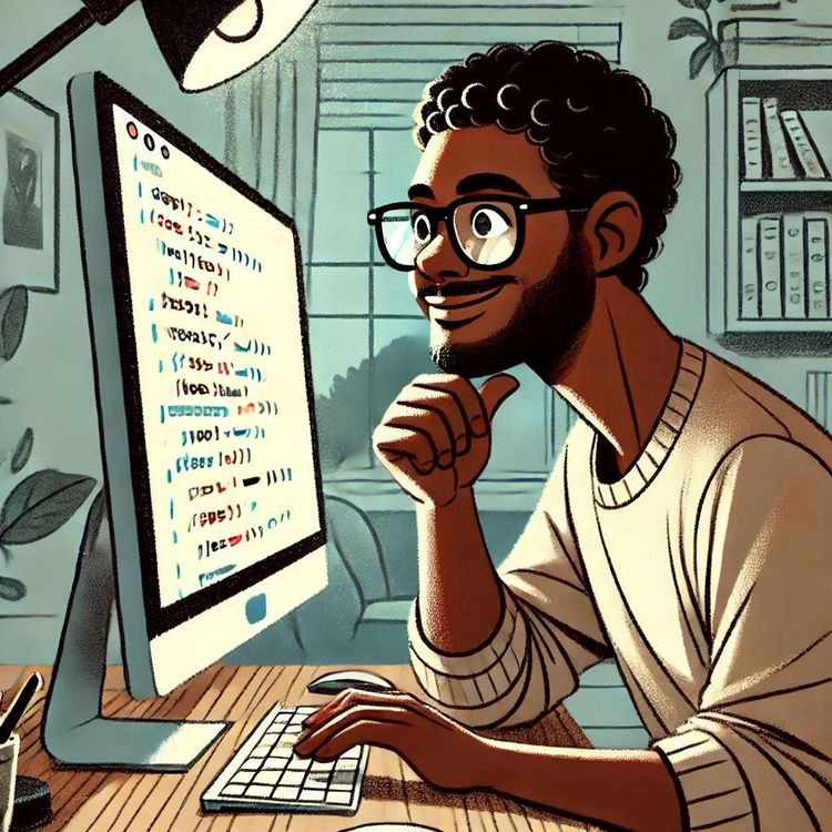 A man staring at code on a monitor