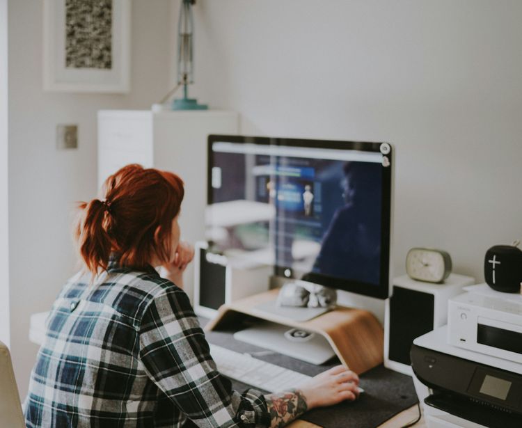A photo of a woman working