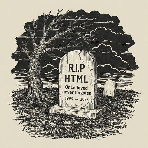 A gravestone showing the death of code